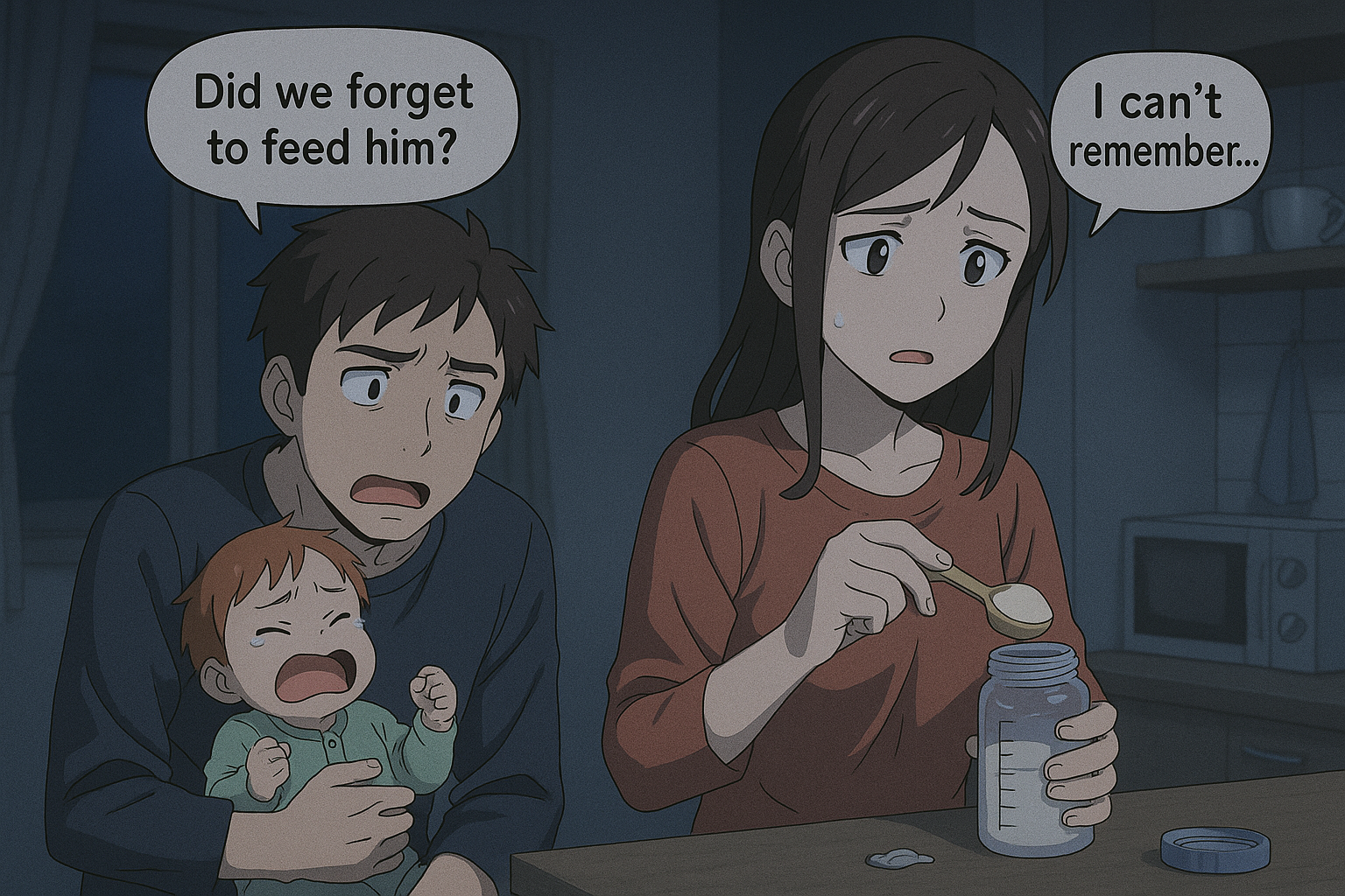 WEEWEELU interface reminding parents about missed feedings.