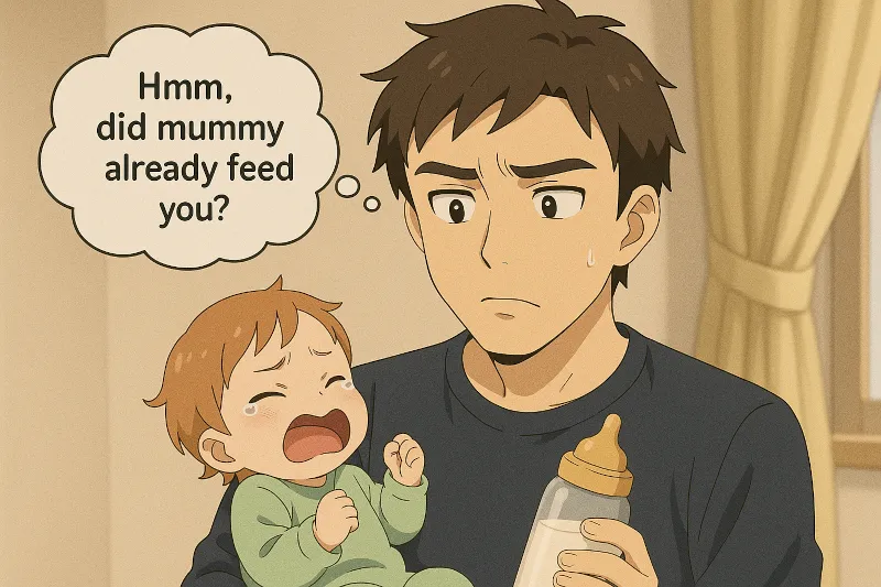 Parent checking if baby was already fed.