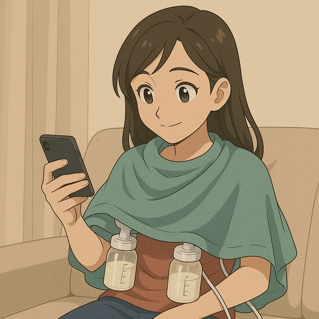 App screen showing pumping timer features.