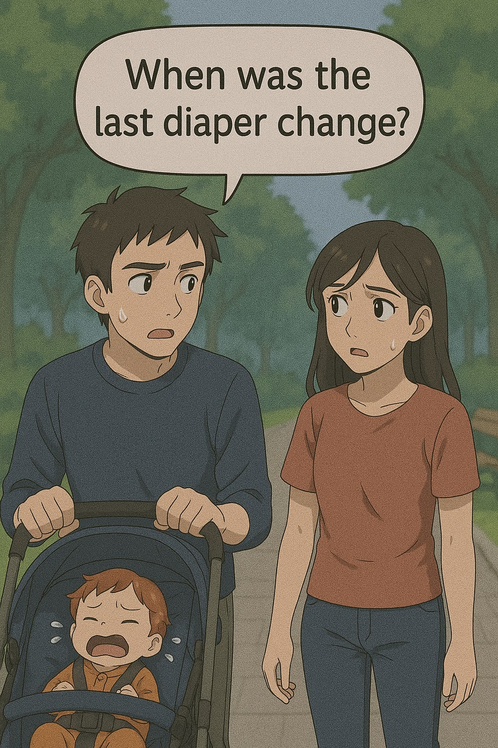 Parent unsure about the last diaper change time.