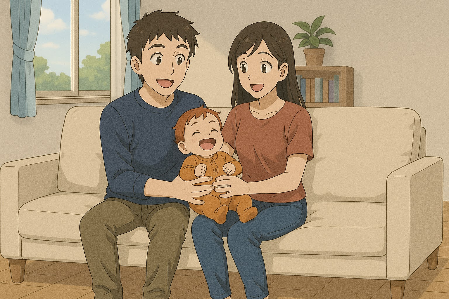 Parent cuddling with their baby while reviewing WEEWEELU.