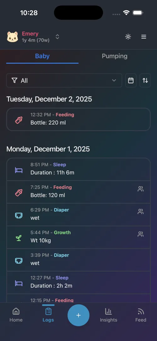 Dark theme view