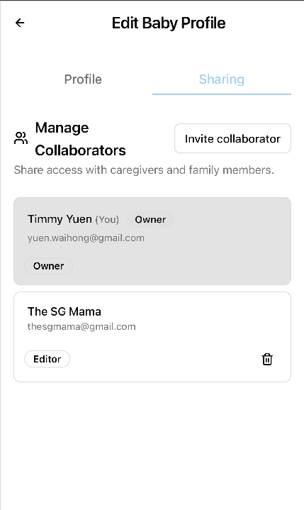 Care team collaboration view inside the Weeweelu app.